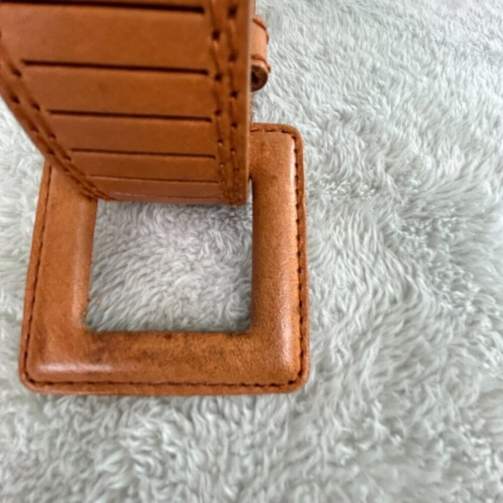 First Issue Womens Tan Reticulated Leather Belt Size Small 30" Adjusts Snake - Picture 7 of 7